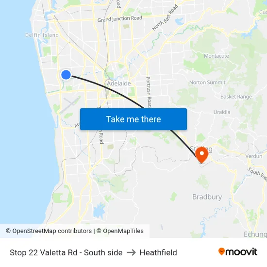 Stop 22 Valetta Rd - South side to Heathfield map