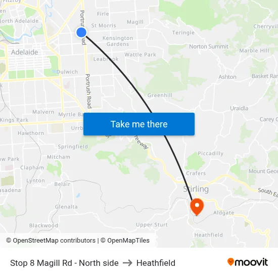 Stop 8 Magill Rd - North side to Heathfield map