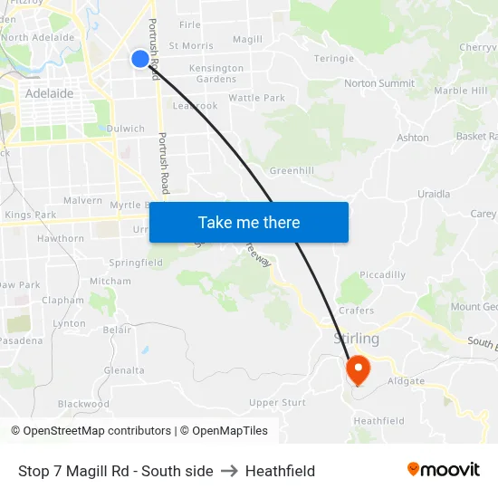 Stop 7 Magill Rd - South side to Heathfield map