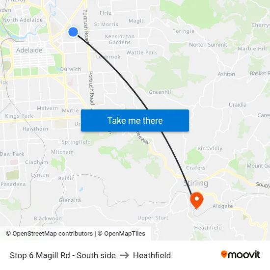 Stop 6 Magill Rd - South side to Heathfield map