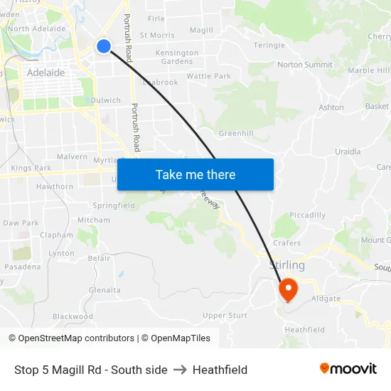 Stop 5 Magill Rd - South side to Heathfield map