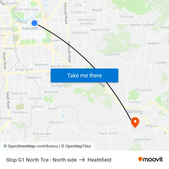 Stop G1 North Tce - North side to Heathfield map