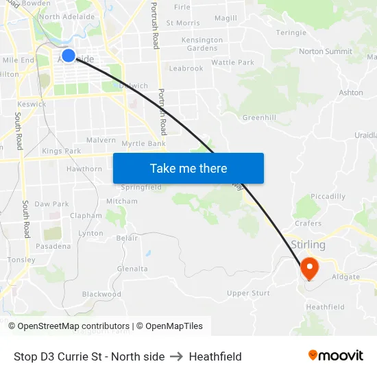 Stop D3 Currie St - North side to Heathfield map