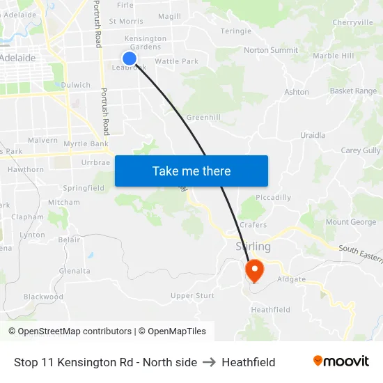 Stop 11 Kensington Rd - North side to Heathfield map