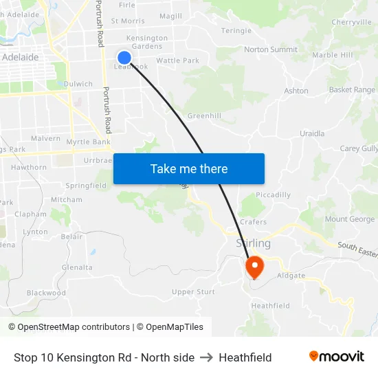 Stop 10 Kensington Rd - North side to Heathfield map