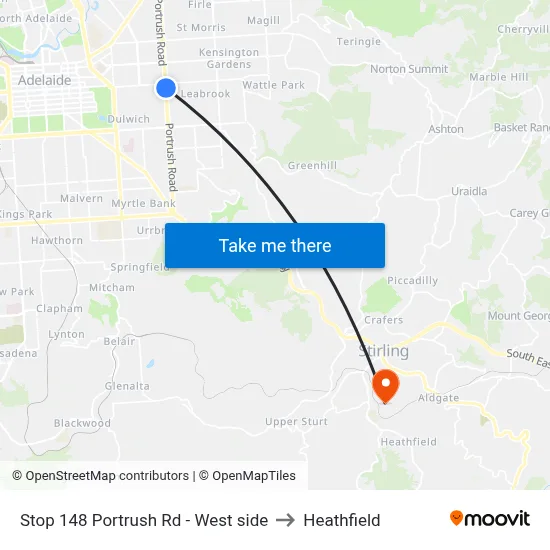 Stop 148 Portrush Rd - West side to Heathfield map
