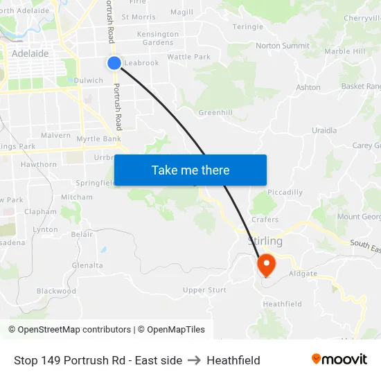 Stop 149 Portrush Rd - East side to Heathfield map