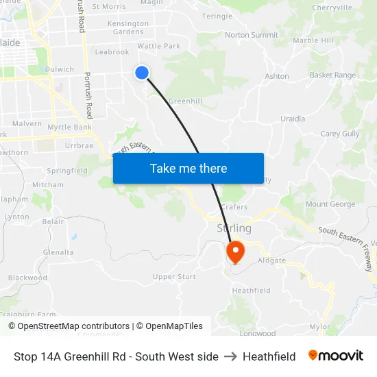 Stop 14A Greenhill Rd - South West side to Heathfield map