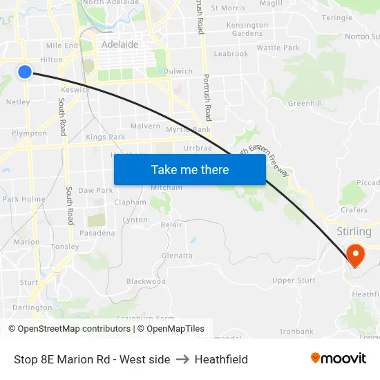 Stop 8E Marion Rd - West side to Heathfield map