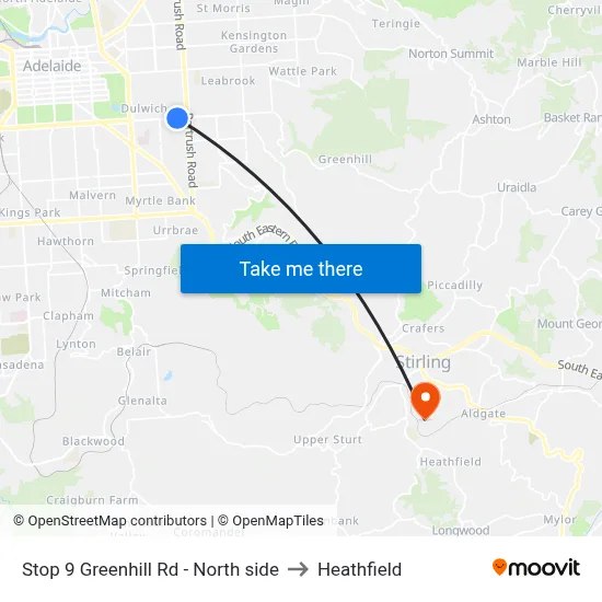 Stop 9 Greenhill Rd - North side to Heathfield map