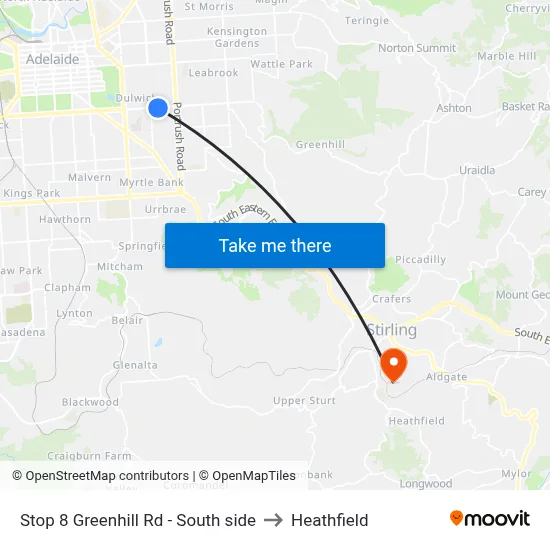 Stop 8 Greenhill Rd - South side to Heathfield map