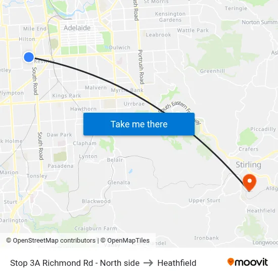Stop 3A Richmond Rd - North side to Heathfield map