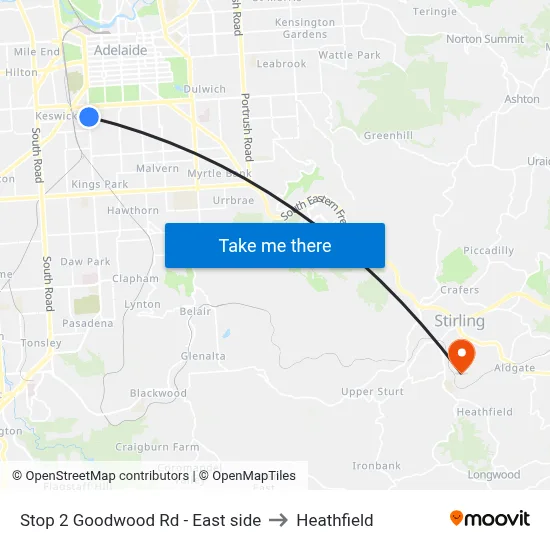 Stop 2 Goodwood Rd - East side to Heathfield map