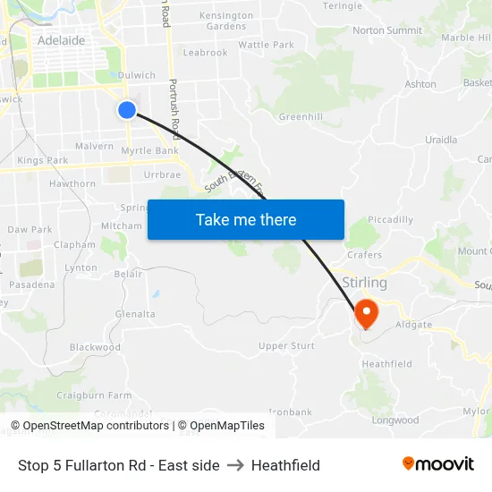 Stop 5 Fullarton Rd - East side to Heathfield map