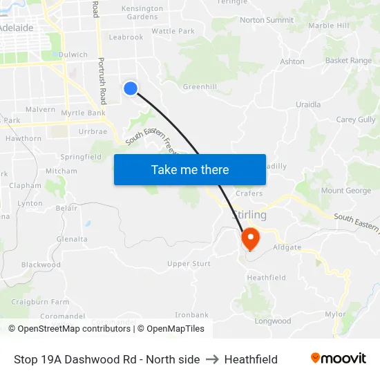 Stop 19A Dashwood Rd - North side to Heathfield map