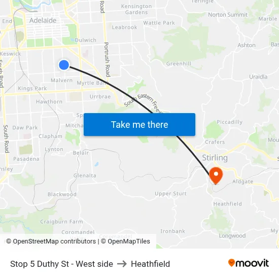 Stop 5 Duthy St - West side to Heathfield map