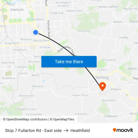 Stop 7 Fullarton Rd - East side to Heathfield map