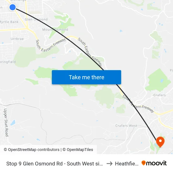 Stop 9 Glen Osmond Rd - South West side to Heathfield map