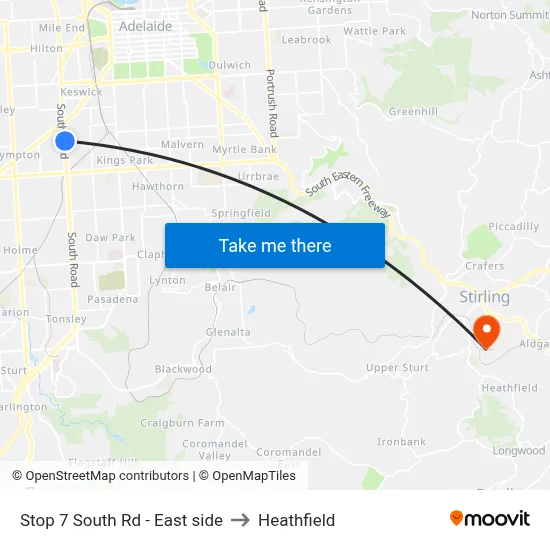 Stop 7 South Rd - East side to Heathfield map
