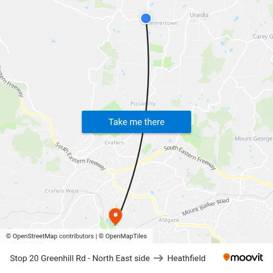 Stop 20 Greenhill Rd - North East side to Heathfield map