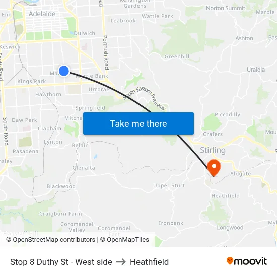 Stop 8 Duthy St - West side to Heathfield map
