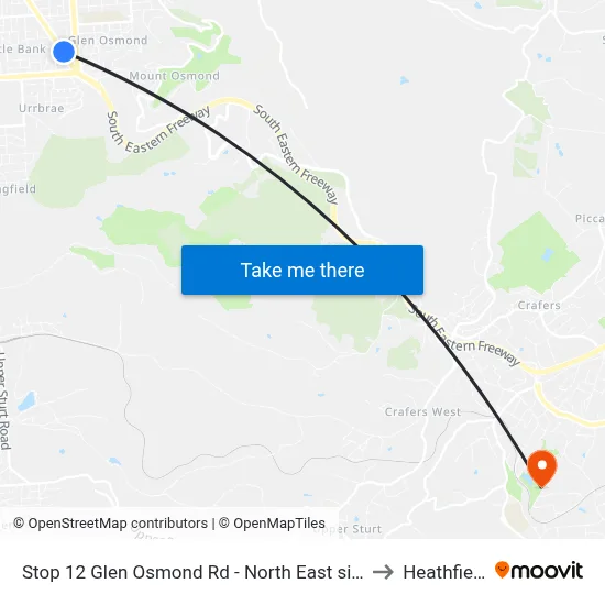 Stop 12 Glen Osmond Rd - North East side to Heathfield map