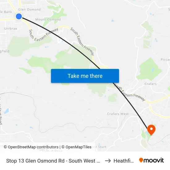 Stop 13 Glen Osmond Rd - South West side to Heathfield map