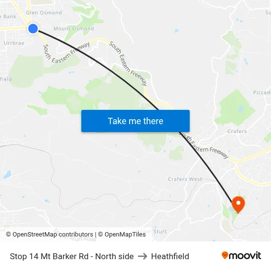 Stop 14 Mt Barker Rd - North side to Heathfield map
