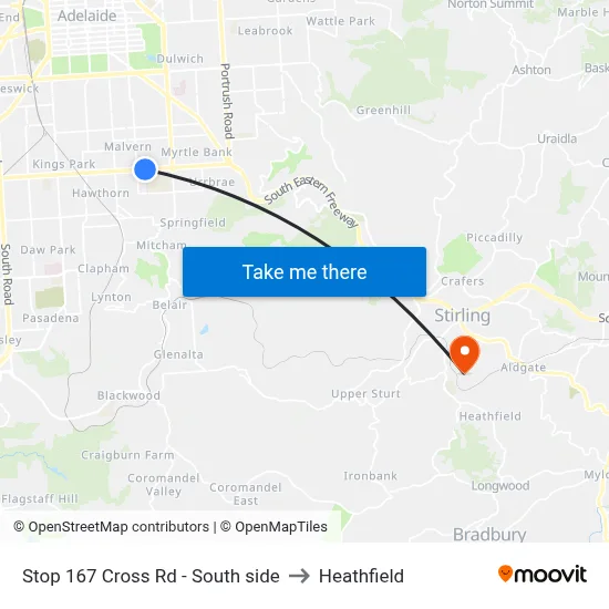 Stop 167 Cross Rd - South side to Heathfield map