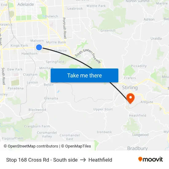 Stop 168 Cross Rd - South side to Heathfield map