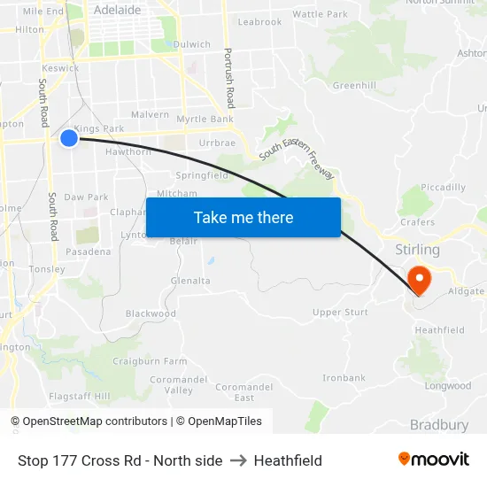 Stop 177 Cross Rd - North side to Heathfield map