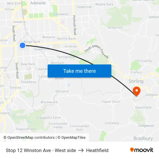 Stop 12 Winston Ave - West side to Heathfield map
