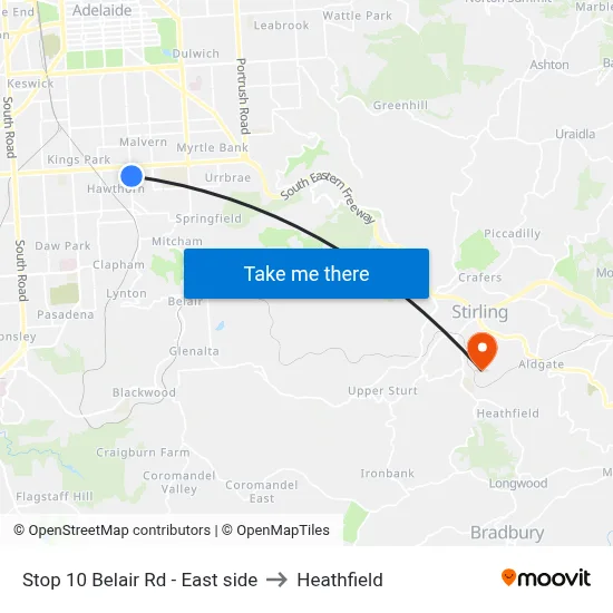 Stop 10 Belair Rd - East side to Heathfield map