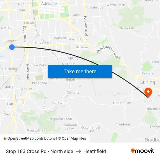 Stop 183 Cross Rd - North side to Heathfield map