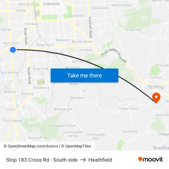 Stop 183 Cross Rd - South side to Heathfield map