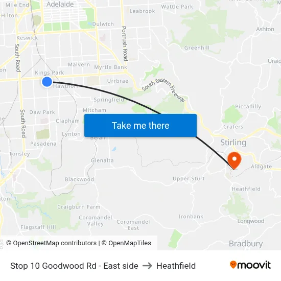 Stop 10 Goodwood Rd - East side to Heathfield map