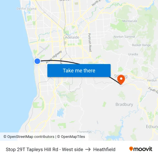 Stop 29T Tapleys Hill Rd - West side to Heathfield map