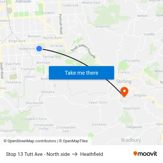 Stop 13 Tutt Ave - North side to Heathfield map