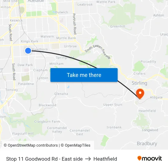 Stop 11 Goodwood Rd - East side to Heathfield map