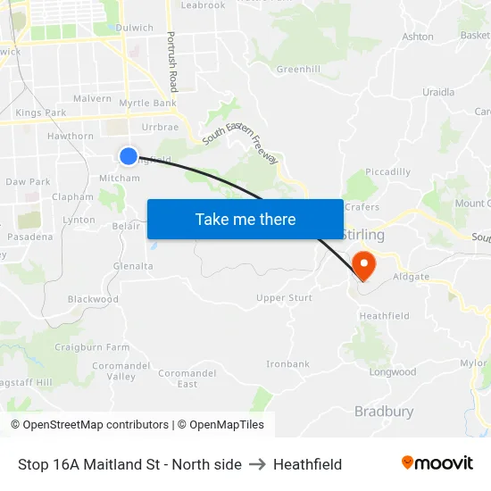 Stop 16A Maitland St - North side to Heathfield map