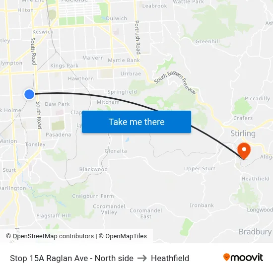 Stop 15A Raglan Ave - North side to Heathfield map