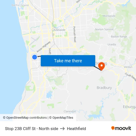 Stop 23B Cliff St - North side to Heathfield map