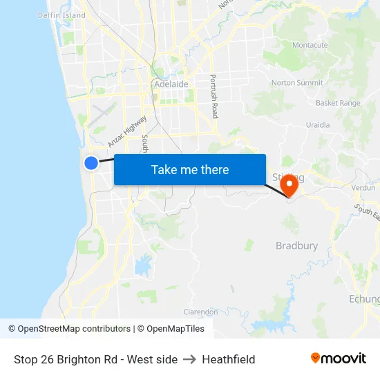 Stop 26 Brighton Rd - West side to Heathfield map