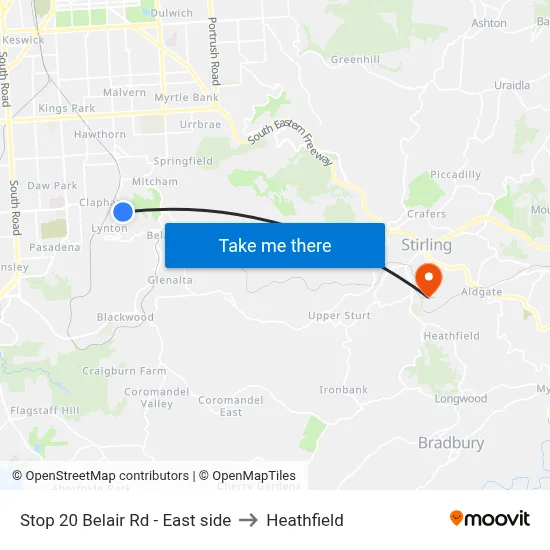 Stop 20 Belair Rd - East side to Heathfield map