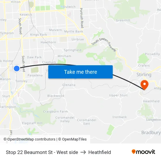 Stop 22 Beaumont St - West side to Heathfield map