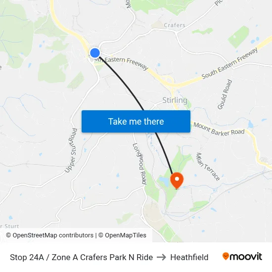 Stop 24A / Zone A Crafers Park N Ride to Heathfield map