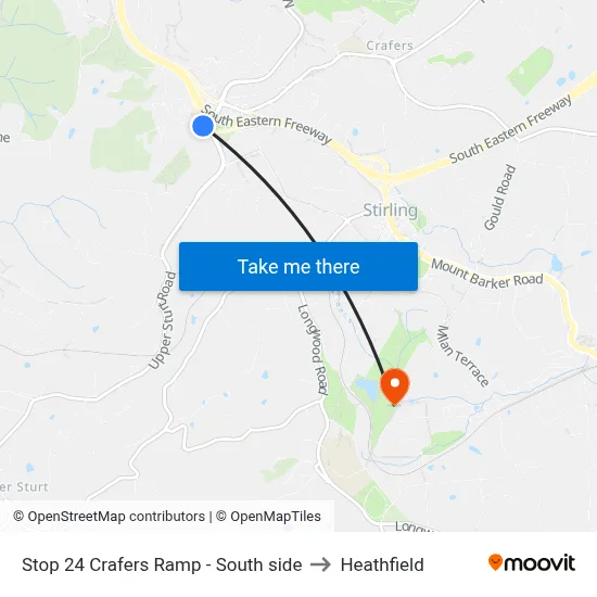 Stop 24 Crafers Ramp - South side to Heathfield map