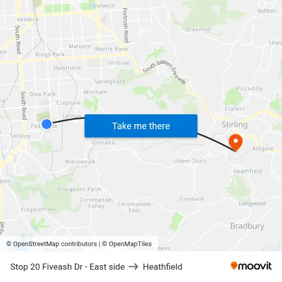 Stop 20 Fiveash Dr - East side to Heathfield map