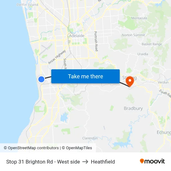 Stop 31 Brighton Rd - West side to Heathfield map