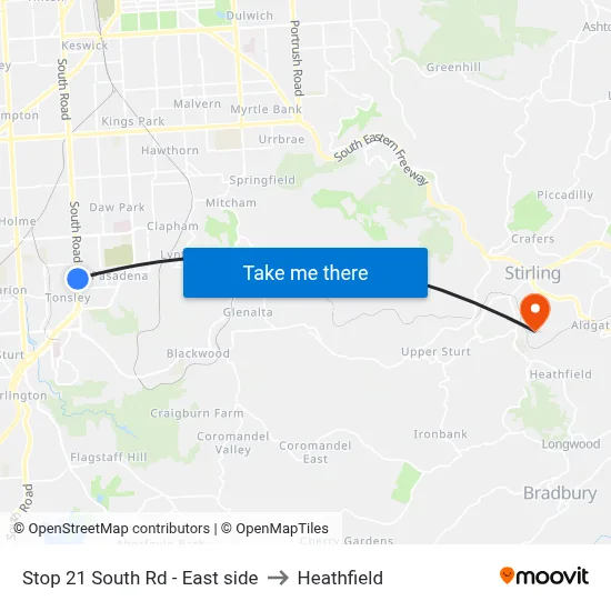 Stop 21 South Rd - East side to Heathfield map